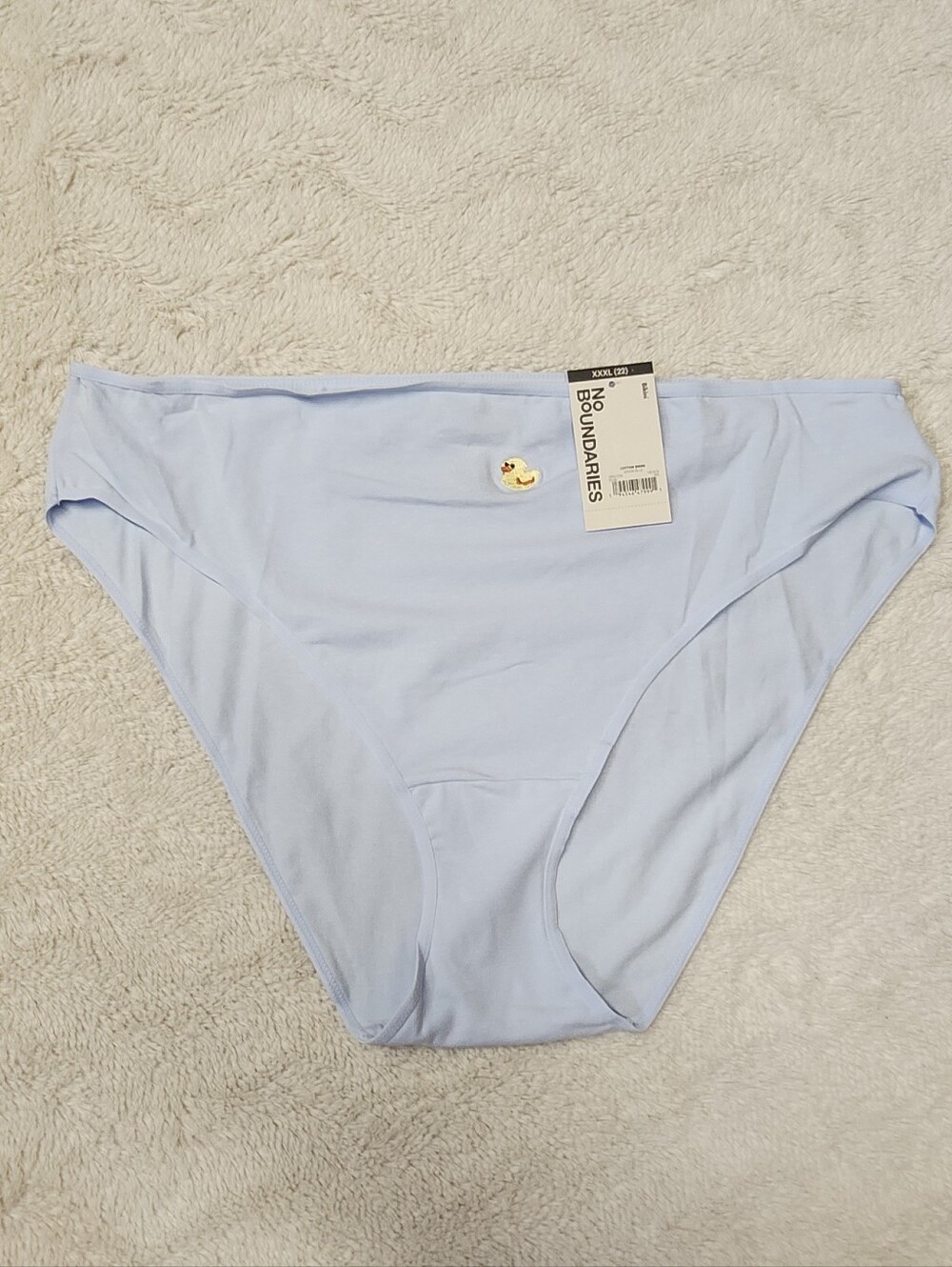 • NWT No Boundaries Cotton Bikini Panty With Embroidered Duck Size XXXL Blue